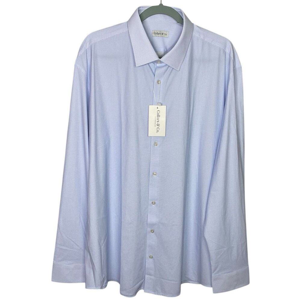 Collars & Co Apex Performance Dress Shirt Mens XL White Blue Cornerstone NWT